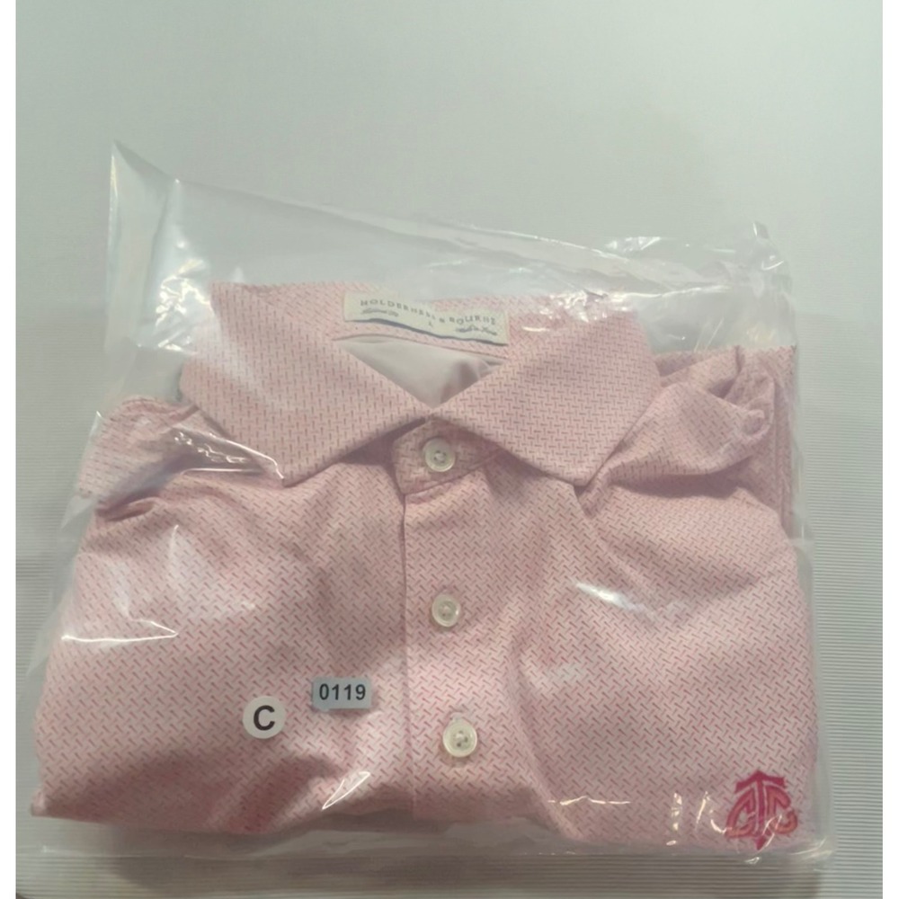 Holderness & Bourne Mens Tailored Fit Golf Polo Shirt Pink Pattern Size L - Picture 6 of 6